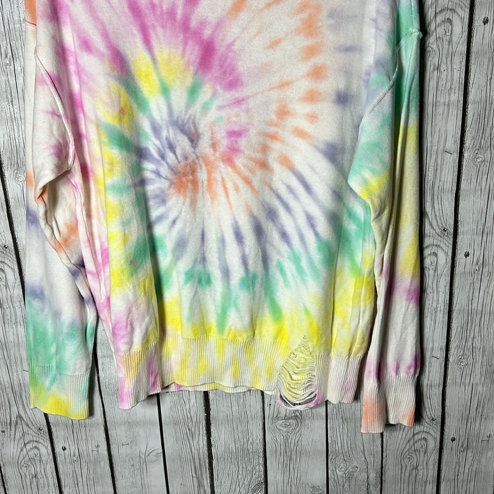 Peace Love World Gem Tie-Dye Colorful Sweater Size Xs View 4
